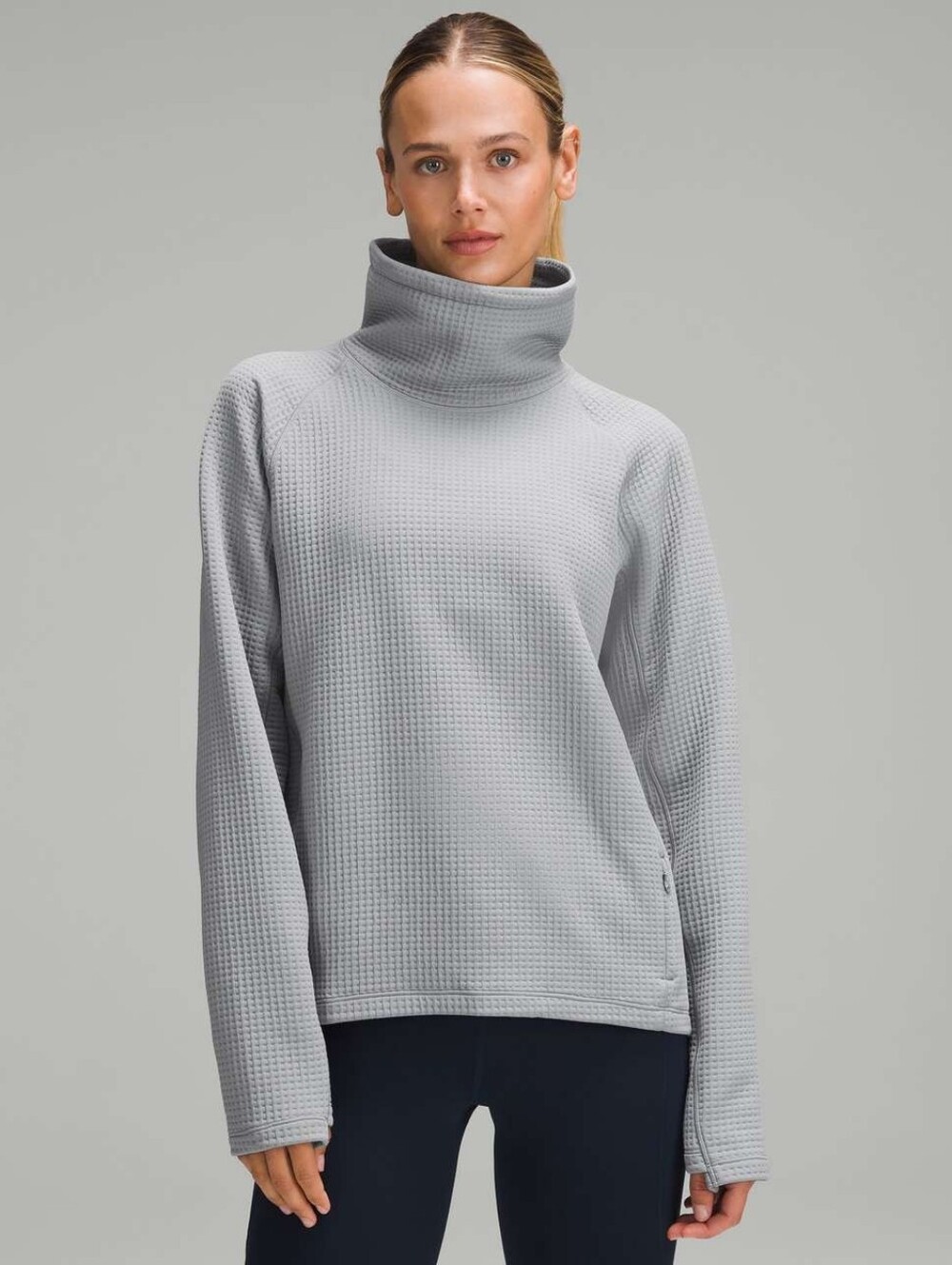 lululemon athletica Waffle-Knit Funnel-Neck Long-Sleeve Shirt in Rhino Grey 4